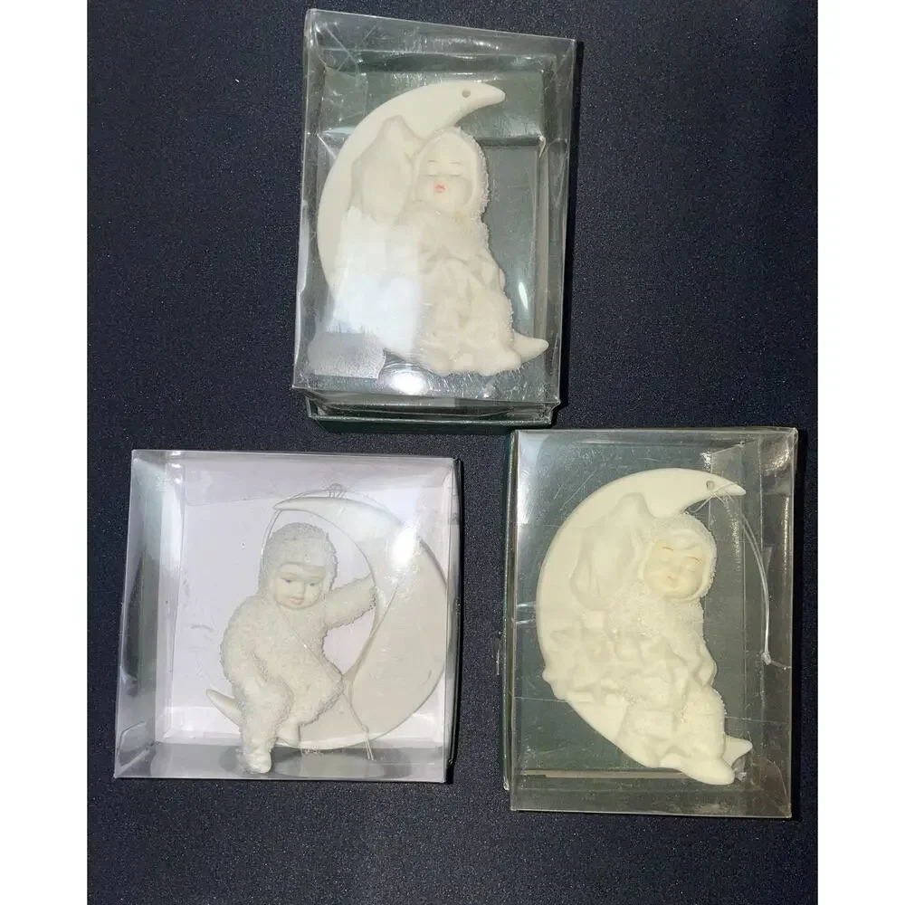 Vintage 1990 Dept 56 Lot of 3 Ornaments. Two Rock-A-Bye Baby and One Moon Beams‎